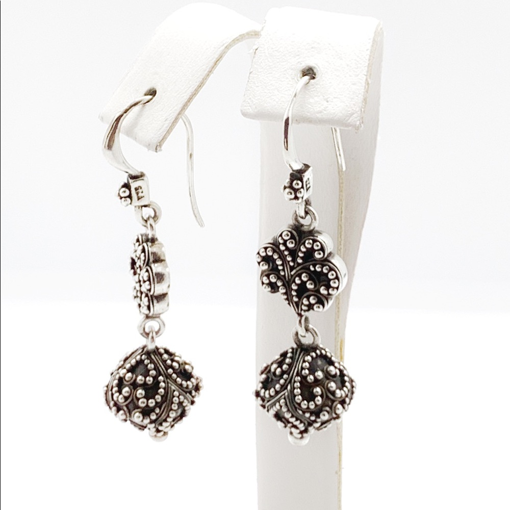 SOLD 🔥 Lois Hill 925 Bead Ornate Dangle Earrings - Picture 3 of 8